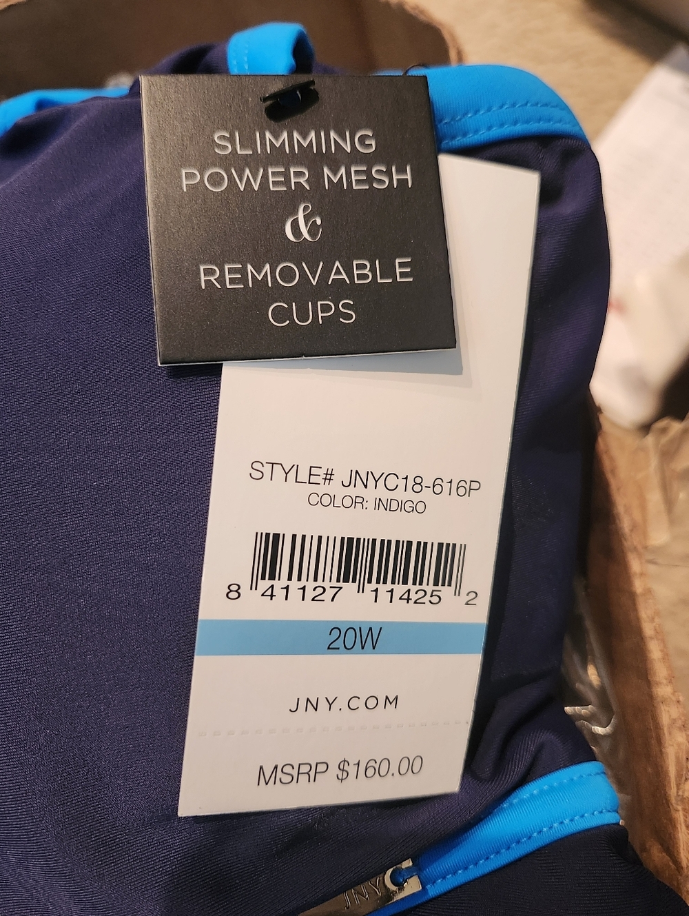 NWT Jones New York Plus Size Navy and Aqua Lace-Back Swimsuit Sizes 16W 18W 20W - Picture 6 of 6